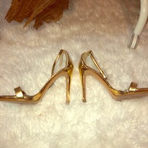 Gold ankle strap sexy heel